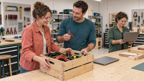 Contributing useful tools and equipment to the shared workshop